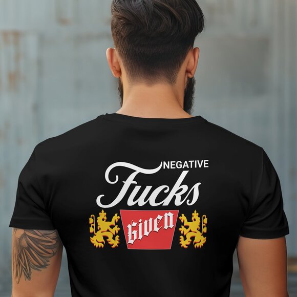 Negative F's Given Men’s Funny Humorous T-shirt Black 100% Cotton - Picture 1 of 3